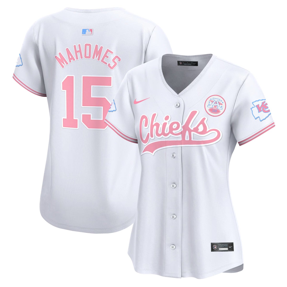 Women's Chiefs Bubblegum Pink Vapor Premier Limited Jersey - All Stitched - White - Patrick Mahomes — view 1