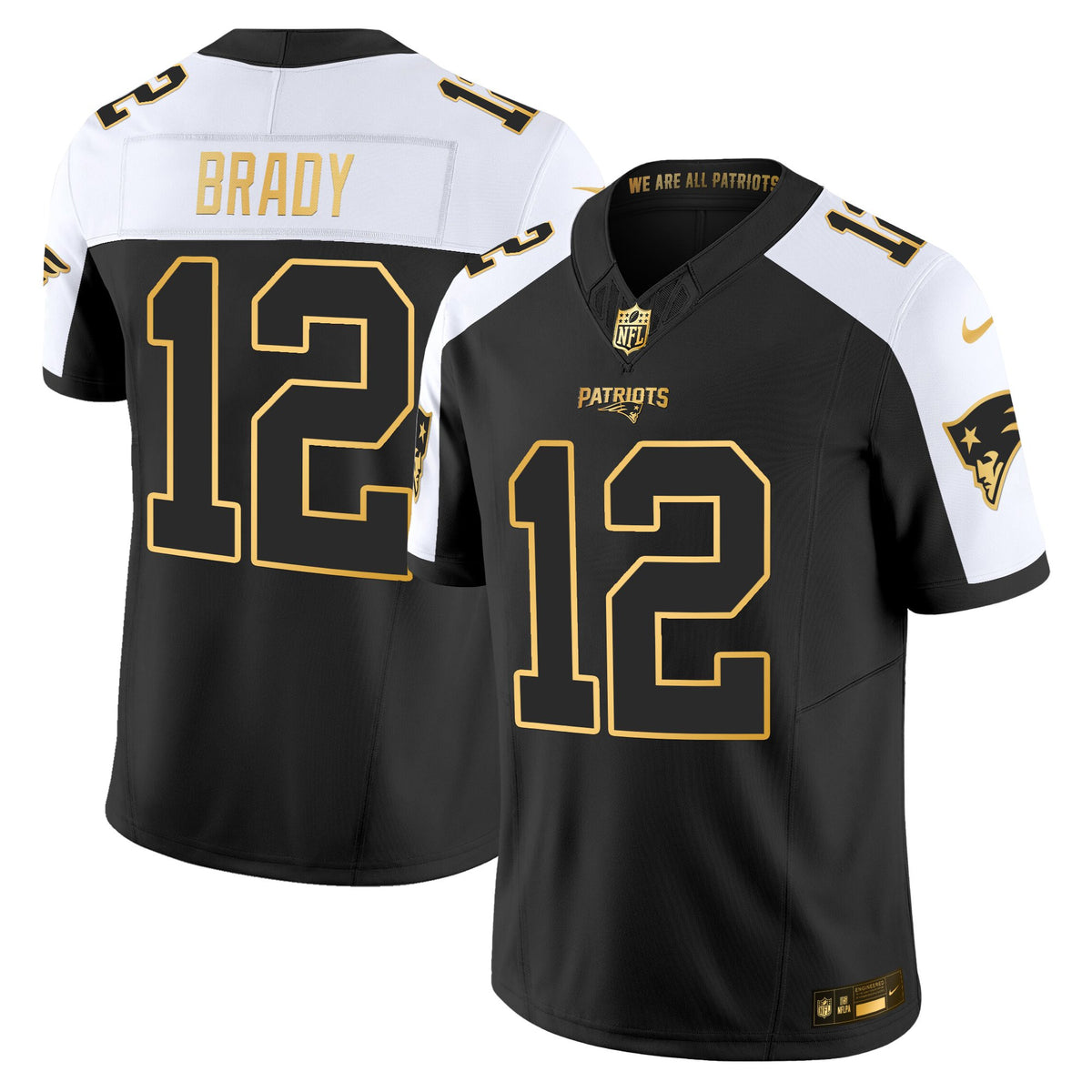 Men's New England Patriots 2025 Gold Vapor Limited Jersey - All Stitched - Alternate - Tom Brady — view 1