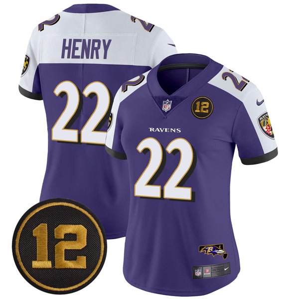 Women's Ravens Jacoby Jones Patch Vapor Limited Jersey - All Stitched - Purple Alternate - Derrick Henry — view 1