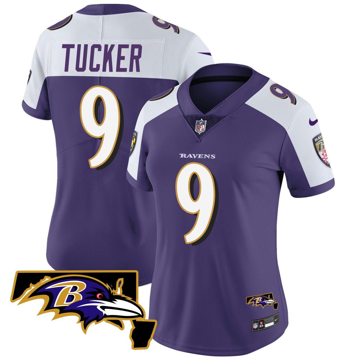 Women's Ravens Maryland Patch Vapor Limited Jersey - All Stitched - Purple Alternate - Justin Tucker — view 1