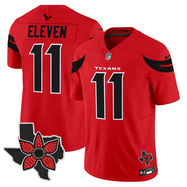 Men's Houston Texans 'Stranger Things Edition' Vapor Limited Jersey - All Stitched - Red - #11 Eleven — view 1