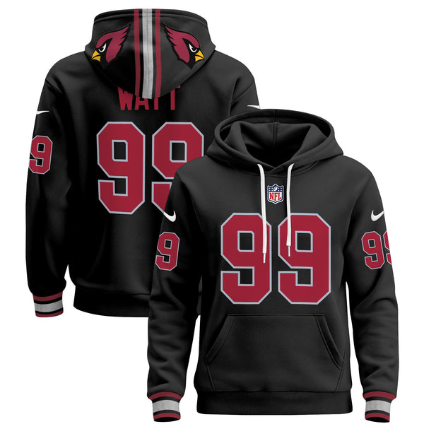 Men's Arizona Cardinals 2024 Pullover Hoodie - All Stitched - Black - J.J. Watt — view 1