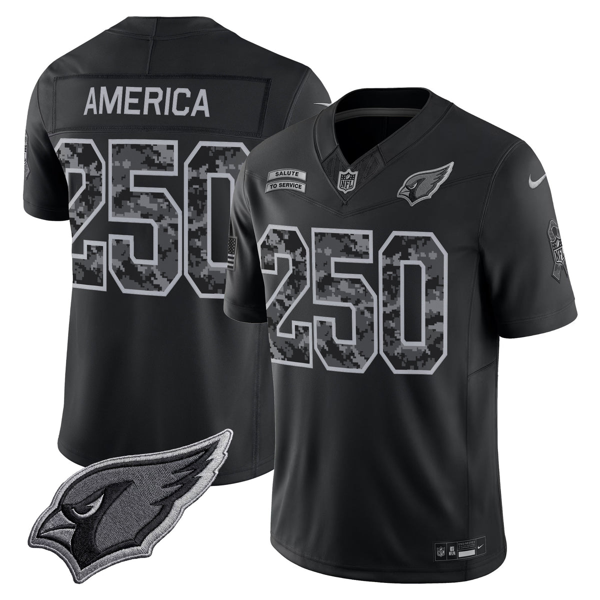 Arizona Cardinals 2026 Salute to Service Vapor Limited Jersey - All Stitched - #250 America — view 1
