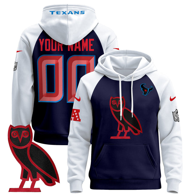 Houston Texans OVO 2024 Custom Pullover Hoodie - All Stitched - Navy Alternate — view 1