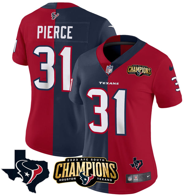 Houston Texans 2023 AFC South Champions Patch Split Vapor Jersey - All Stitched - Dameon Pierce — view 1