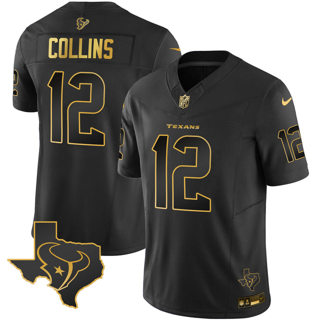 Men's Houston Texans Gold Vapor Limited Jersey - All Stitched - Black Gold - Nico Collins — view 1