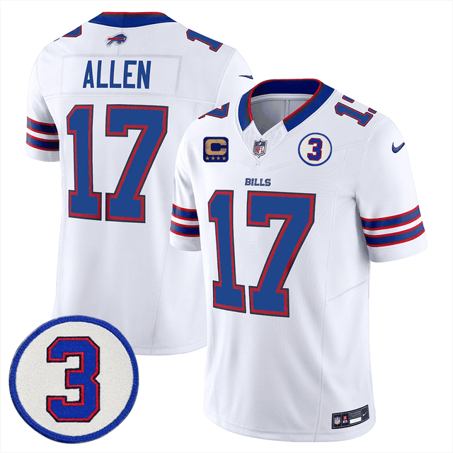 Men's Buffalo Bills Damar Honoring Patch Vapor Limited Jersey - All Stitched - White - Josh Allen — view 1