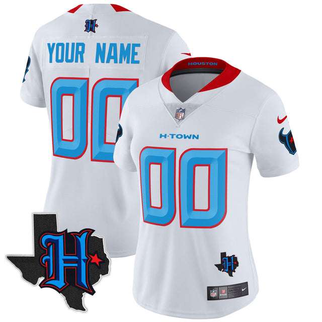 Houston Texans 2024 Texas Patch Vapor Limited Custom Jersey V2 - All Stitched - White — view 1