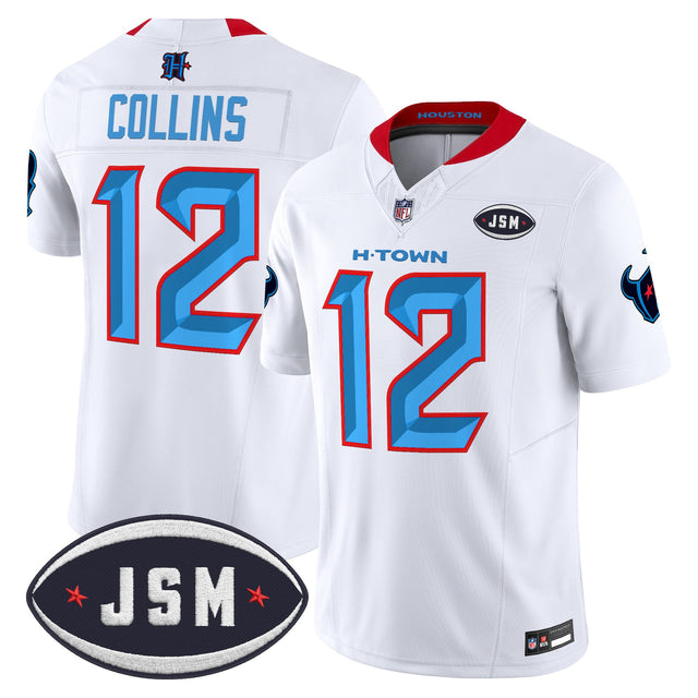 Men's Houston Texan Janice McNair Memorial Patch Vapor Limited Jersey - All Stitched - White - Nico Collins — view 1