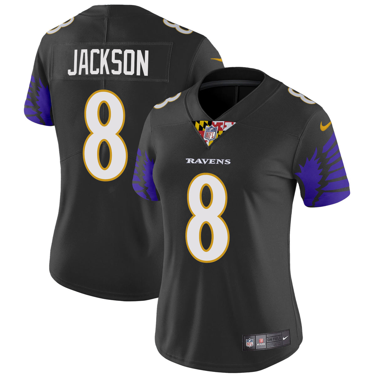 Women's Ravens Special Vapor Limited Jersey - All Stitched - Black - Lamar Jackson — view 1