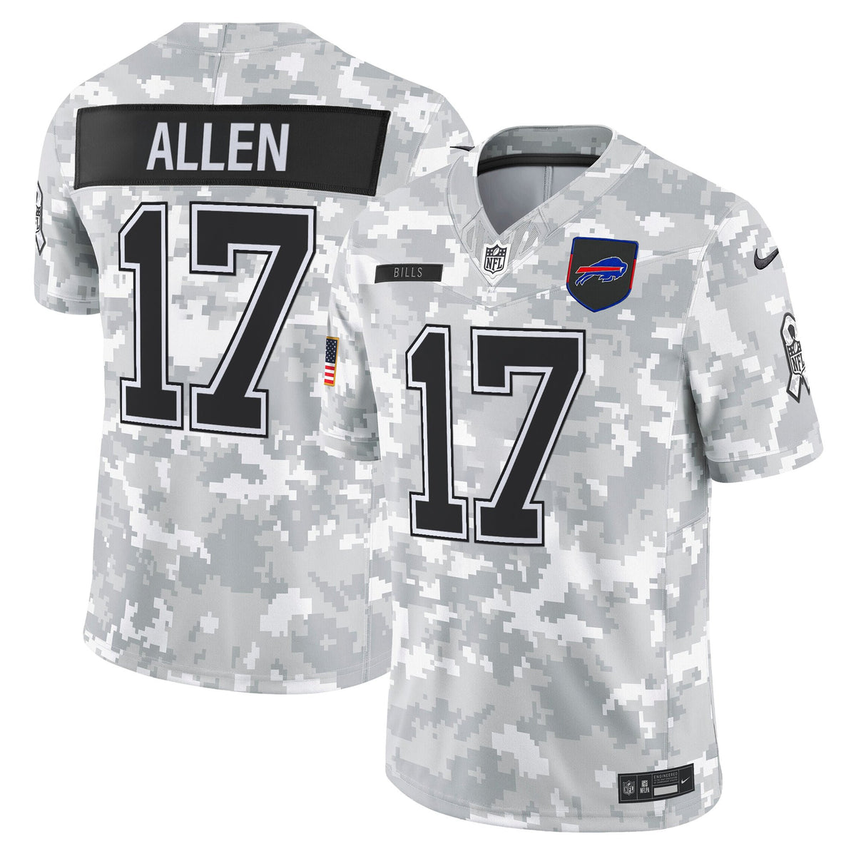 Men's Buffalo Bills 2025 Salute to Service Vapor Limited Jersey - All Stitched - Arctic Camo - Josh Allen — view 1