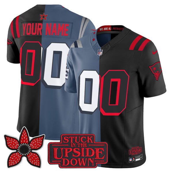New England Patriots 'Upside Down Edition' Vapor Limited Custom Jersey - All Stitched - Storm Blue-Black — view 1