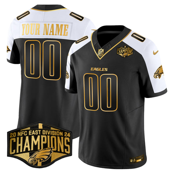 Eagles 2024 NFC East Division Champions Gold Vapor Limited Custom Jersey - All Stitched - Alternate — view 1