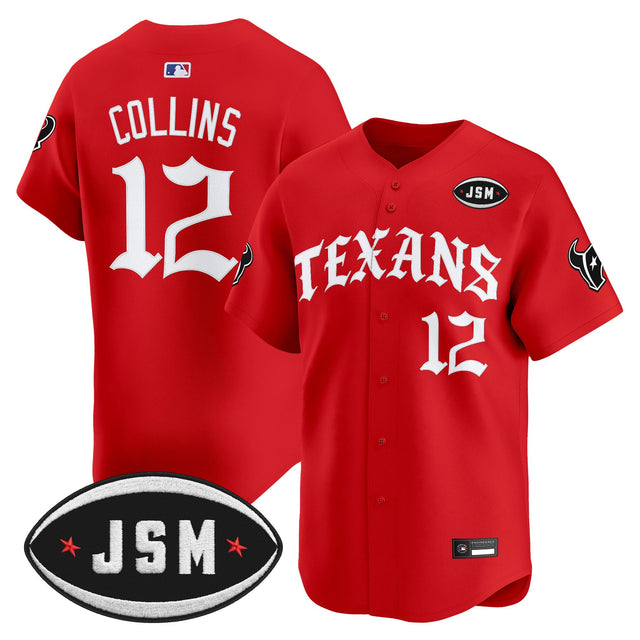 Men's Houston Texans 'Old English Edition' Vapor Premier Limited Jersey - All Stitched - Red - Nico Collins — view 1