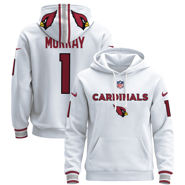 Men's Arizona Cardinals 2024 Pullover Hoodie V3 - All Stitched - White - Kyler Murray — view 1