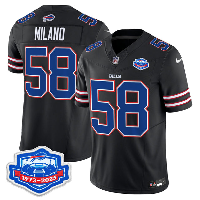 Men's Buffalo Bills 2025 Farewell Season Patch Vapor Limited Jersey - All Stitched - Black - Matt Milano — view 1