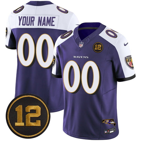 Ravens Jacoby Jones Patch Vapor Limited Custom Jersey - All Stitched - Purple Alternate — view 1