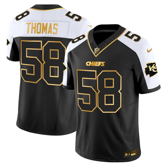 Men's Kansas City Chiefs 2025 Gold Vapor Limited Jersey - All Stitched - Alternate - Derrick Thomas — view 1