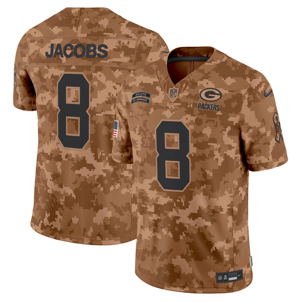 Men's Green Bay Packers 2024 Salute to Service Vapor Limited Jersey - All Stitched - Brown Camo - Josh Jacobs — view 1