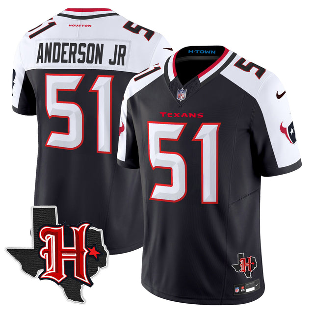 Men's Houston Texans 2024 Texas Patch Vapor Limited Jersey V5 - All Stitched - Navy Alternate - Will Anderson Jr — view 1