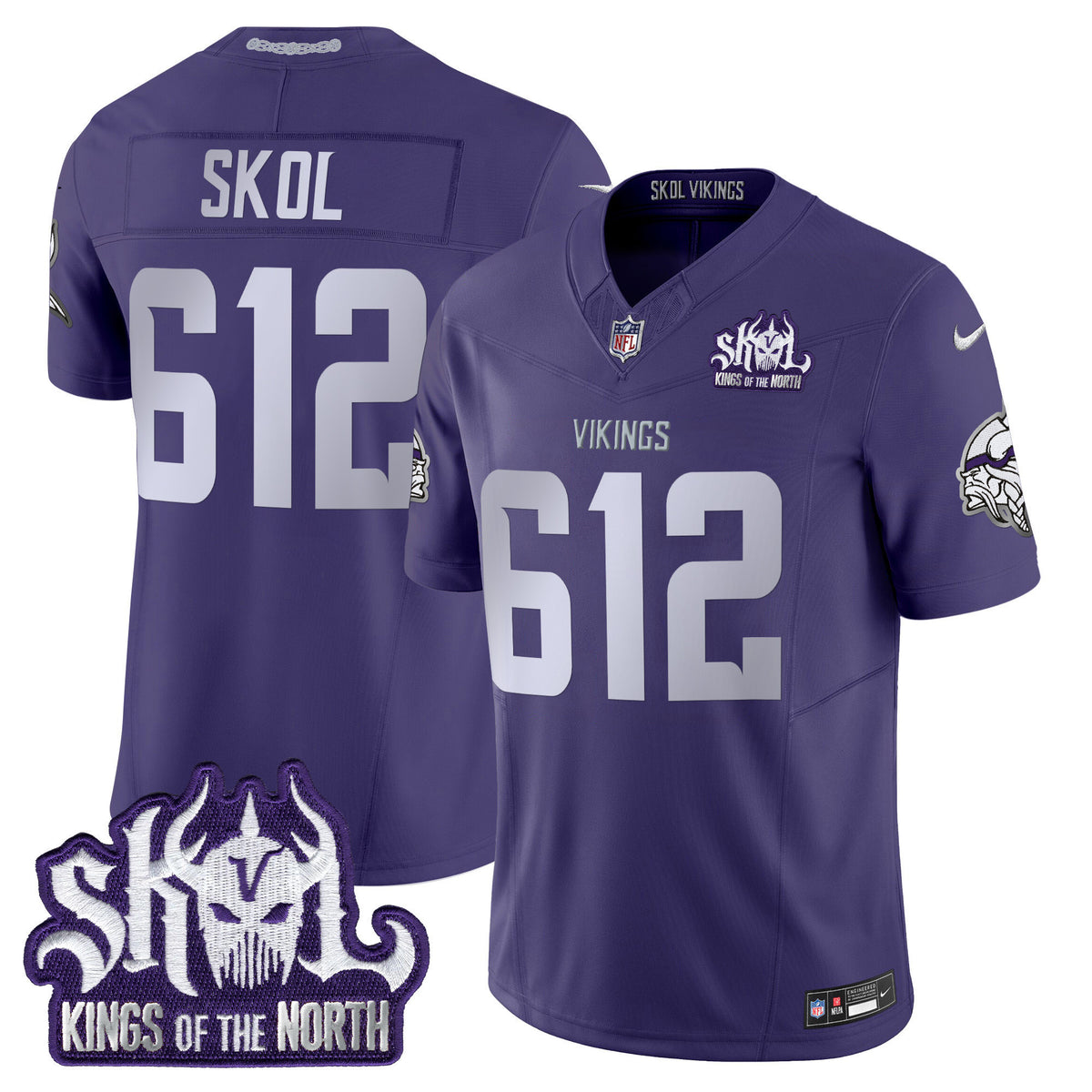 Men's Minnesota Vikings 2025 Winter Warrior Skol Patch Vapor Limited Jersey - All Stitched - Purple - Skol 612 — view 1