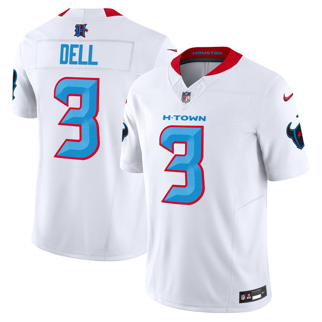 Men's Houston Texans 2024 Vapor Limited Jersey V2 - All Stitched - White - Tank Dell — view 1