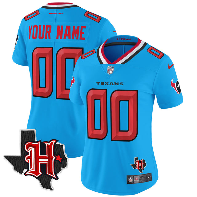 Houston Texans 2024 Texas Patch Vapor Limited Custom Jersey V5 - All Stitched - Blue — view 1