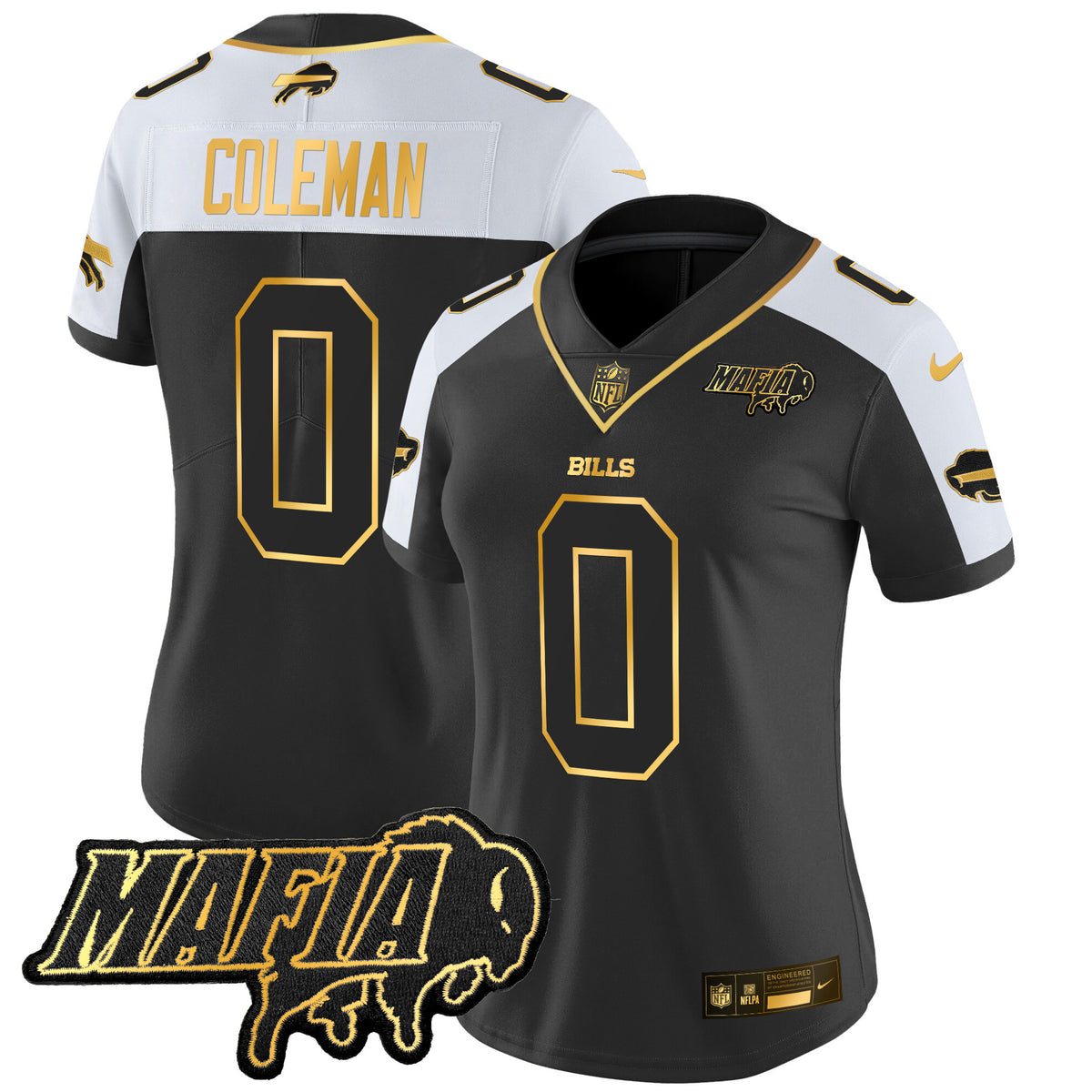 Women's Buffalo Bills 2025 Bills Mafia Patch Gold Vapor Limited Jersey - All Stitched - Alternate - Keon Coleman — view 1