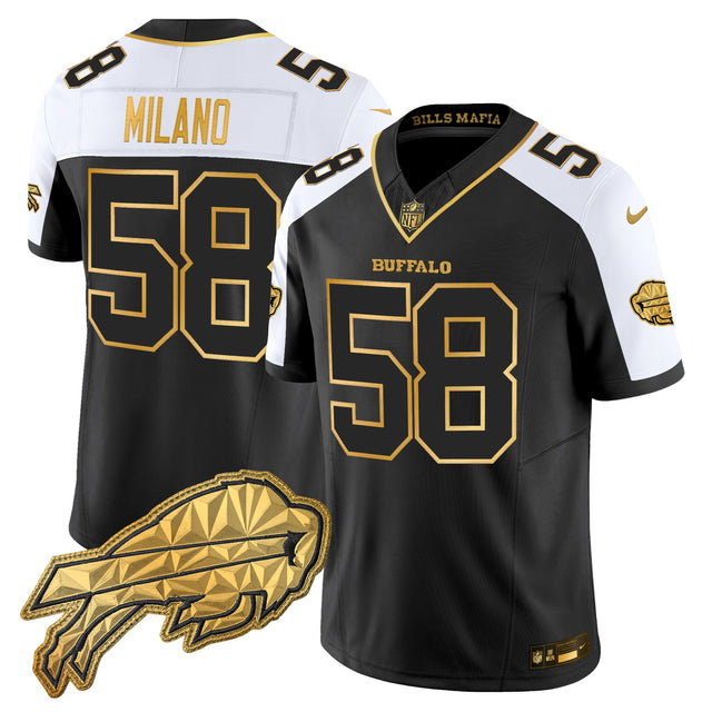 Men's Buffalo Bills 2025 Rivalries Gold Vapor Limited Jersey - All Stitched - Alternate - Matt Milano — view 1