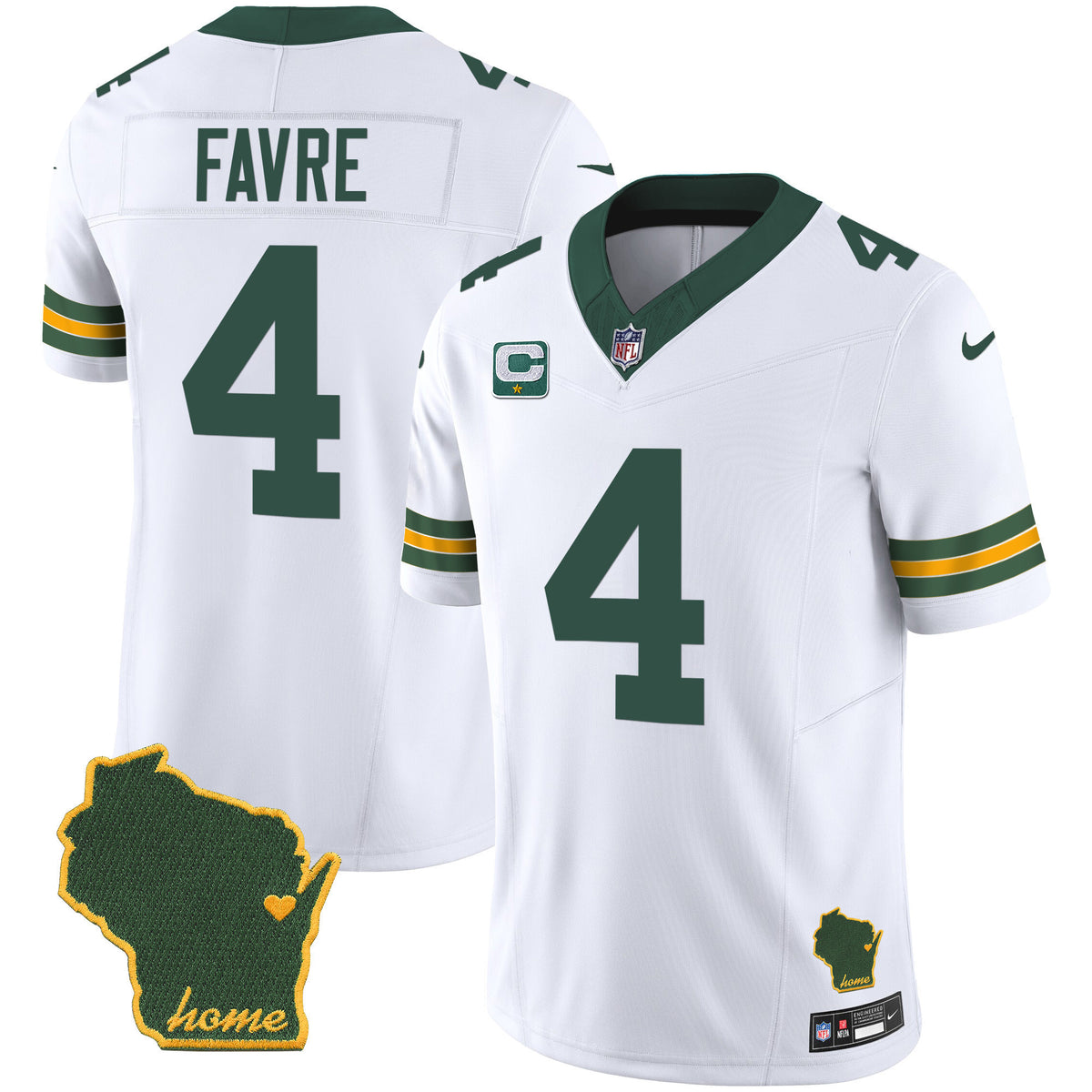 Men's Packers Home Patch Vapor Jersey - All Stitched - White - Brett Favre — view 1