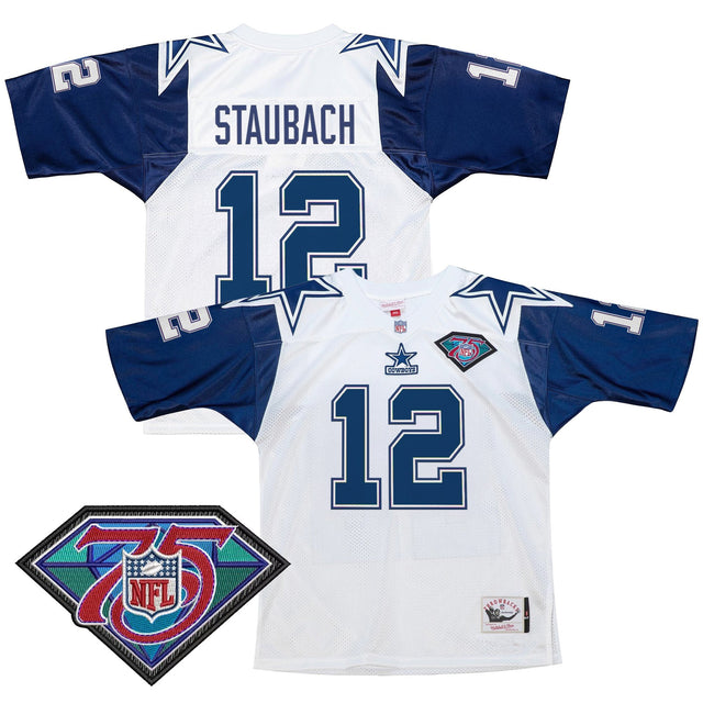 Men's Dallas Cowboys Throwback Player Jersey - All Stitched - White - Roger Staubach — view 1