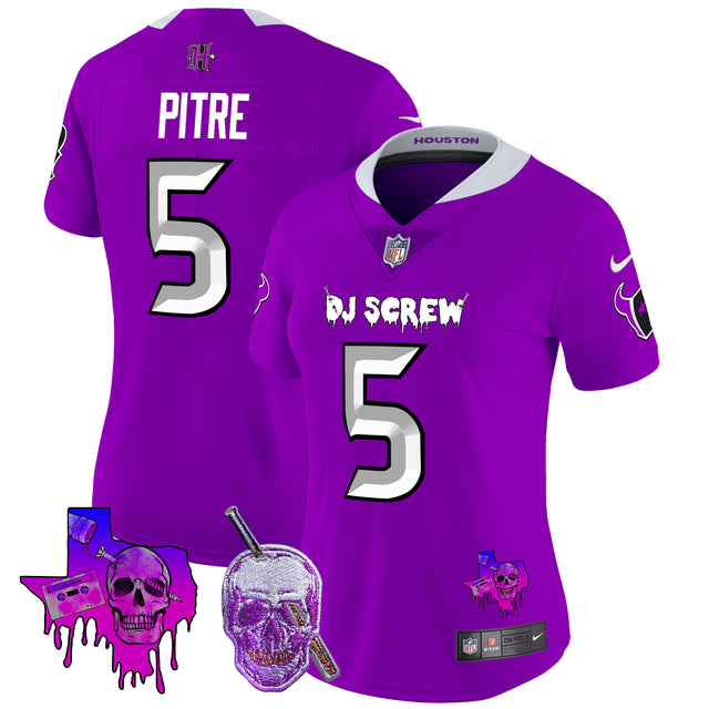 Women's Houston Texans DJ Screw Vapor Limited Jersey - All Stitched - Purple - Jalen Pitre — view 1