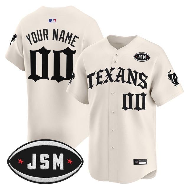 Houston Texans 'Old English Edition' Vapor Premier Limited Custom Jersey - All Stitched - Cream — view 1