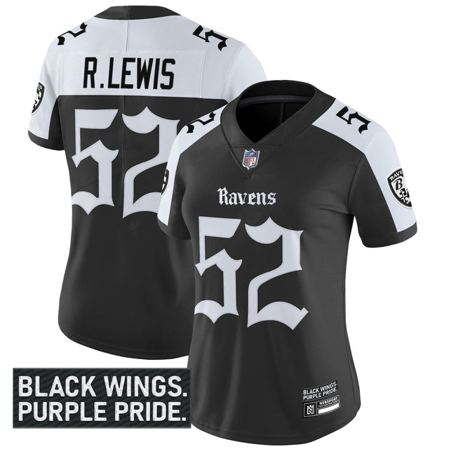 Women's Baltimore Ravens 'Gothic Nevermore Edition' Vapor Limited Jersey - All Stitched - Alternate - Ray Lewis — view 1