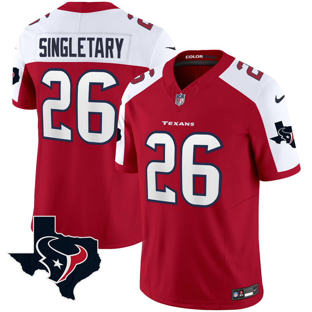 Men's Houston Texans Color Rush Legend Vapor Jersey V2 - All Stitched - Red Alternate - Devin Singletary — view 1