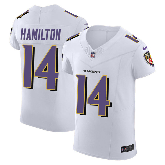 Men's Ravens Vapor Elite Jersey - All Stitched - White - Kyle Hamilton — view 1