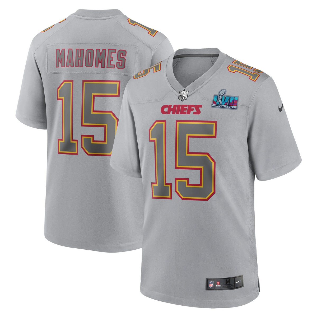 Chiefs Super Bowl LVII Patch Game Jersey Gray - All Stitched - Patrick Mahomes — view 1