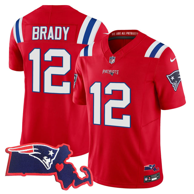 Men's Patriots Bill Belichick 6x Champions Vapor Jersey - All Stitched - Red - Tom Brady — view 1