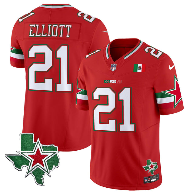 Men's Dallas Cowboys 2025 Mexico Vapor Limited Jersey - All Stitched - Red - Ezekiel Elliott — view 1