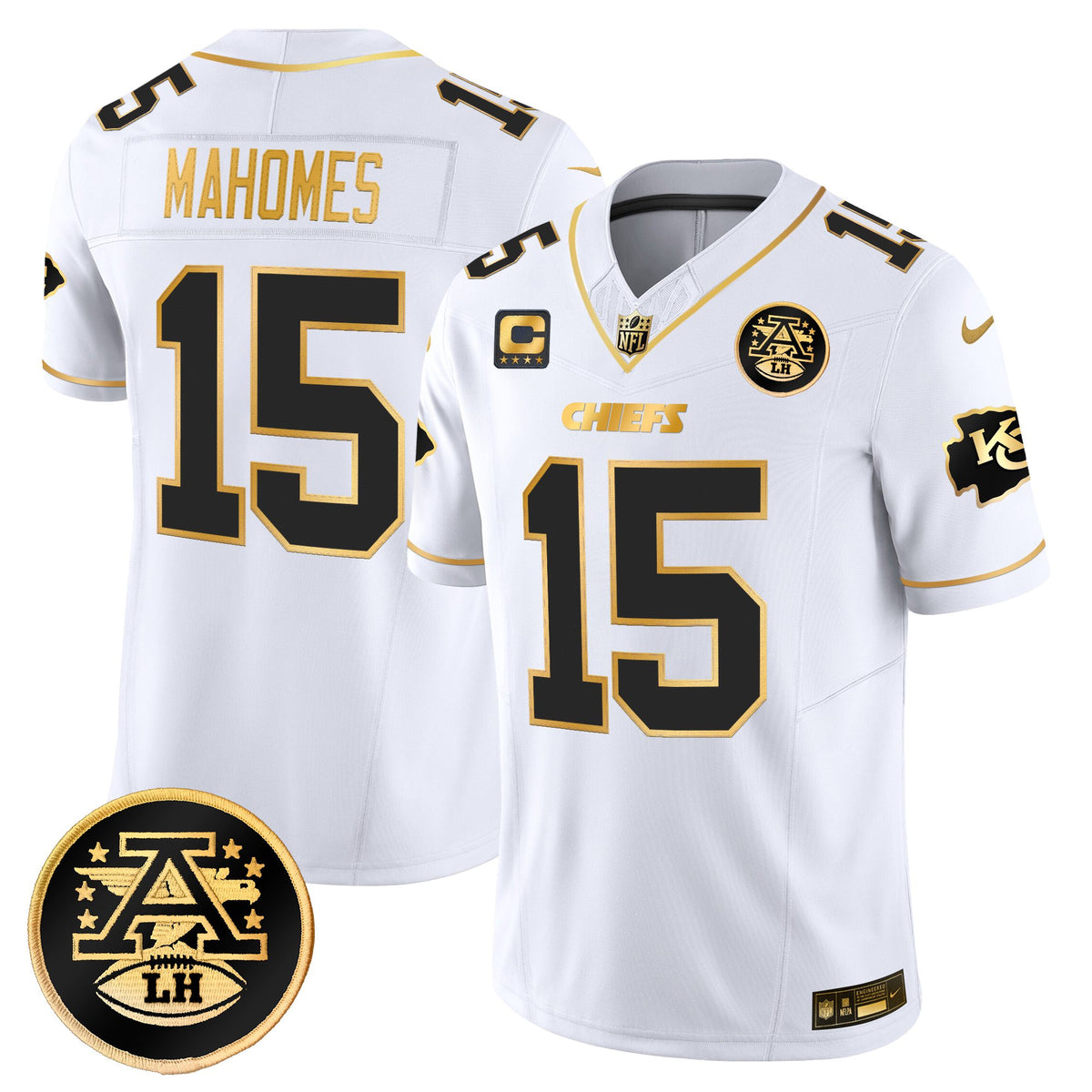 Men's Kansas City Chiefs 2025 Gold Vapor Limited Jersey - All Stitched - White Gold - Patrick Mahomes — view 1