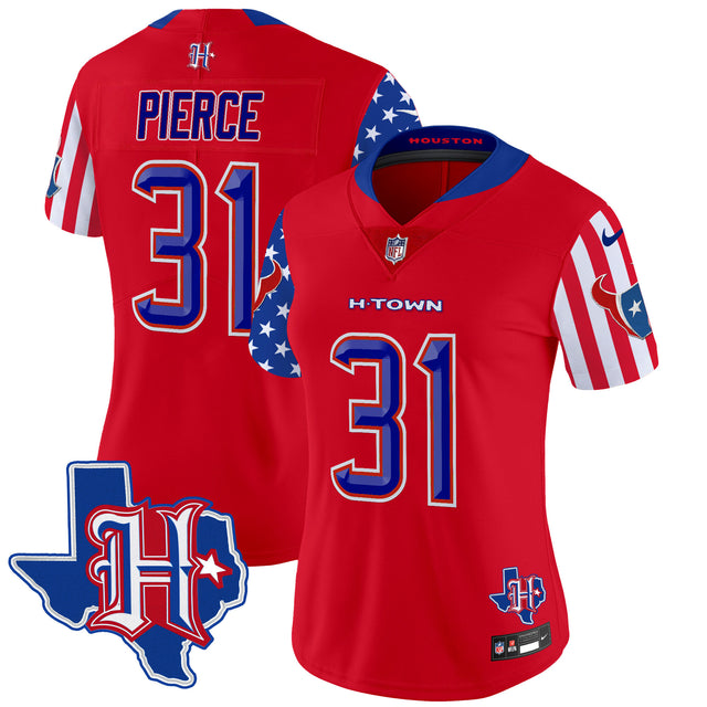 Women's Houston Texans American Style Vapor Limited Jersey - All Stitched - Red - Dameon Pierce — view 1