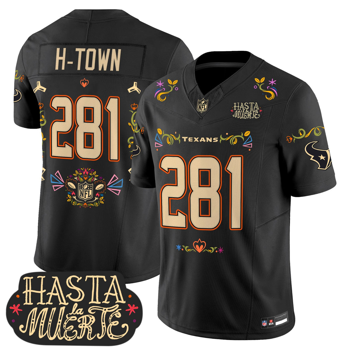 Houston Texans Mexico 'Hasta la Muerte Edition' Vapor Limited Jersey - All Printed - H‑Town 281 — view 1