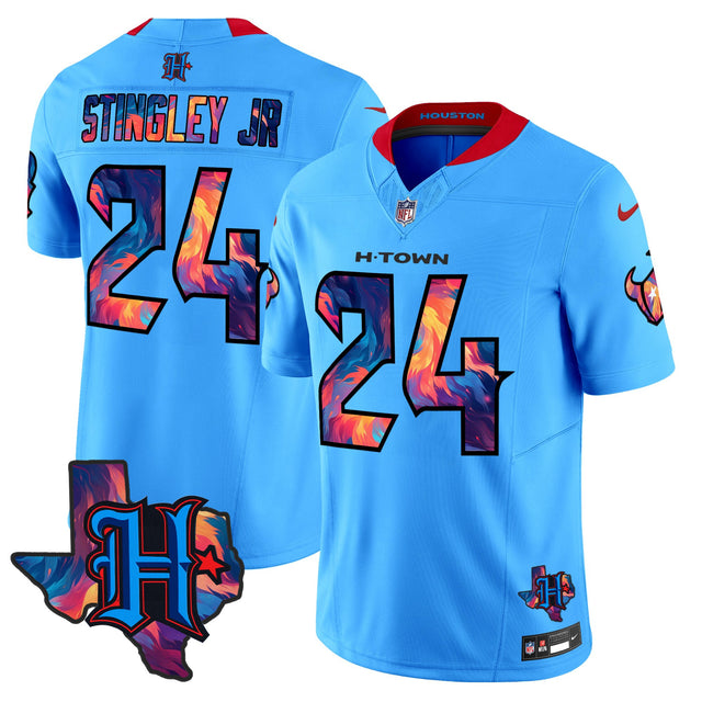 Men's Houston Texans 2024 Special Vapor Limited Jersey - All Stitched - Blue - Derek Stingley Jr — view 1