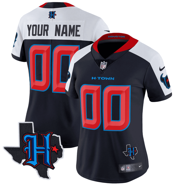 Houston Texans 2024 Texas Patch Vapor Limited Custom Jersey V2 - All Stitched - Navy Alternate — view 1