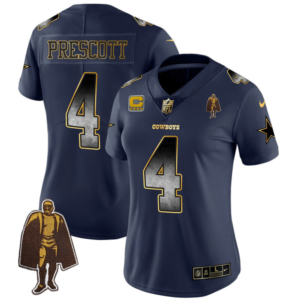 Women's Cowboys Arch Smoke Vapor Jersey - All Stitched - Navy - Dak Prescott — view 1