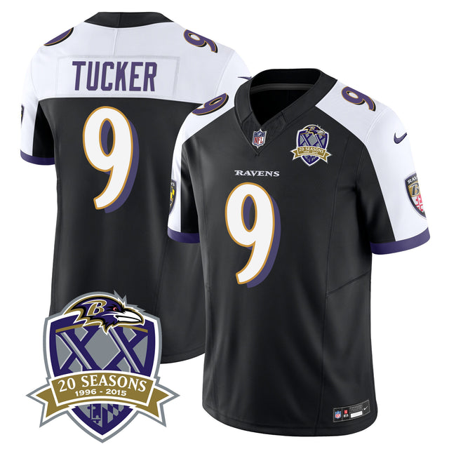 Men's Ravens 20th Season Patch Vapor Limited Jersey - All Stitched - Black Alternate - Justin Tucker — view 1