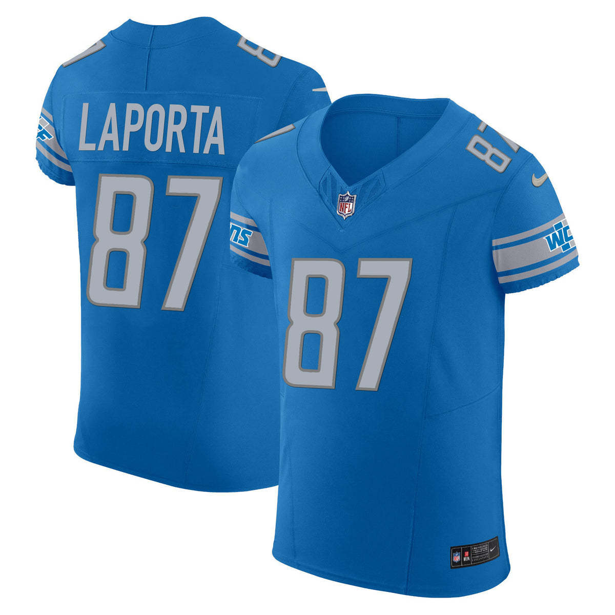 Men's Detroit Lions Vapor Elite Jersey - All Stitched - Blue - Sam Laporta — view 1