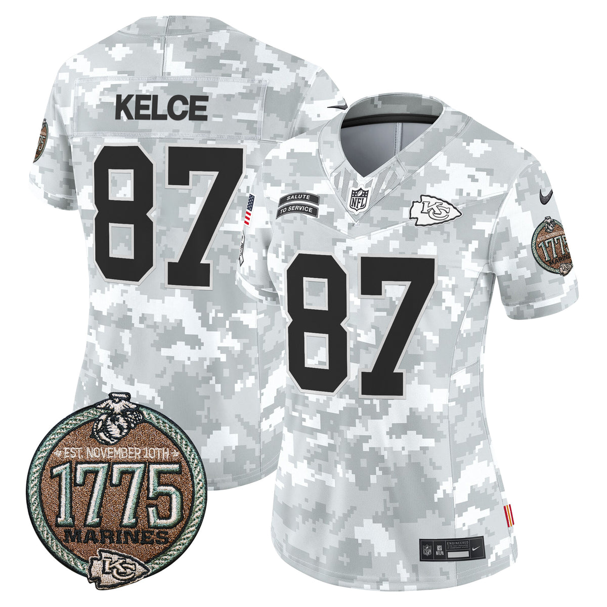 Women's Chiefs 2024 Salute to Service Establishment Year Patch Vapor Limited Jersey - All Stitched - Marines - Travis Kelce — view 1