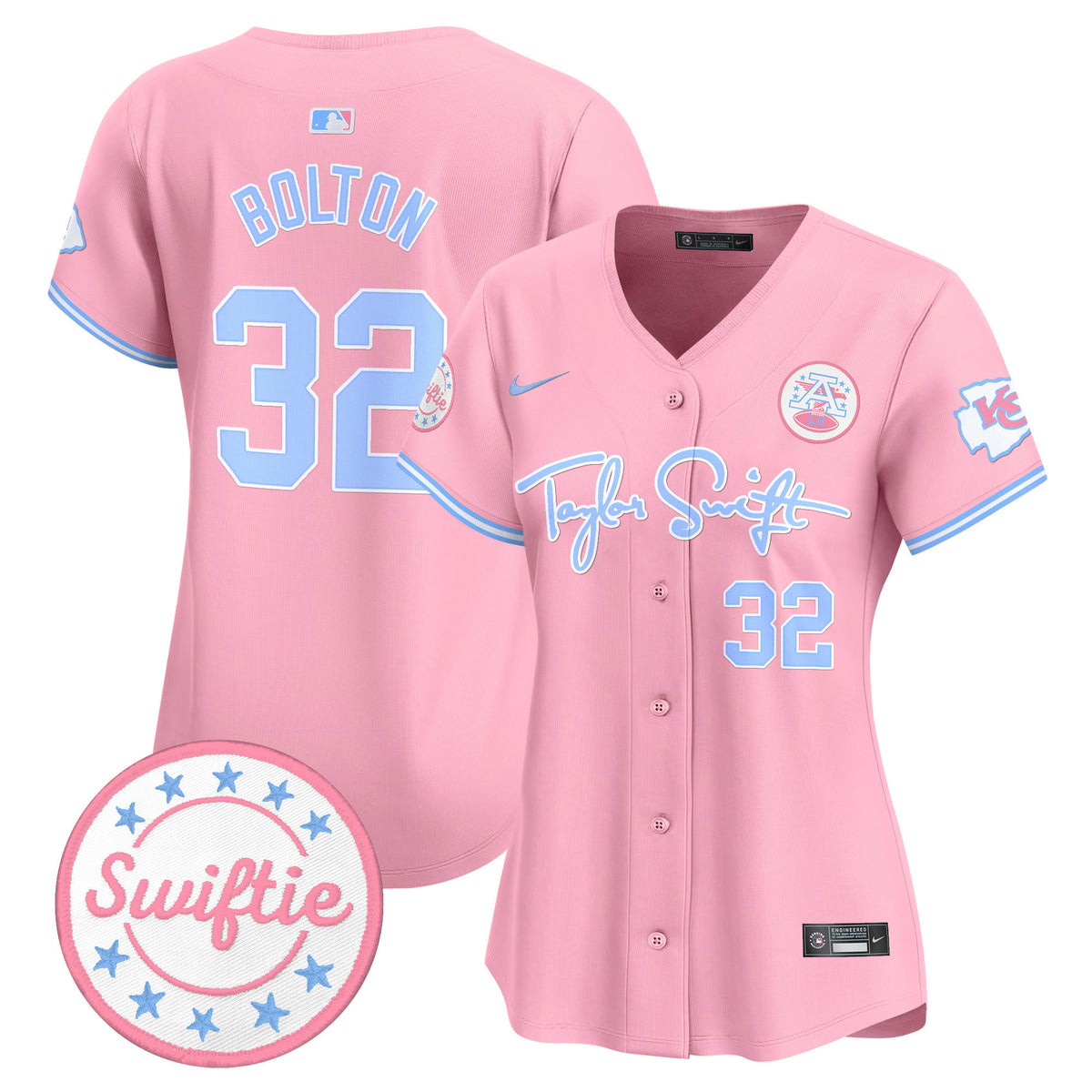 Women's Chiefs Taylor Swift Bubblegum Pink Vapor Premier Limited Jersey - All Stitched - Pink - Nick Bolton — view 1