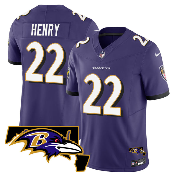 Men's Ravens Maryland Patch Vapor Limited Jersey - All Stitched - Purple - Derrick Henry — view 1